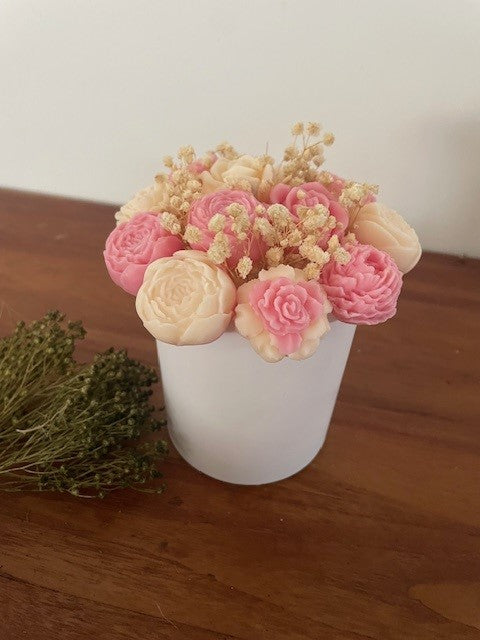 Bouquet bougie et fondants "Rose vanillée"