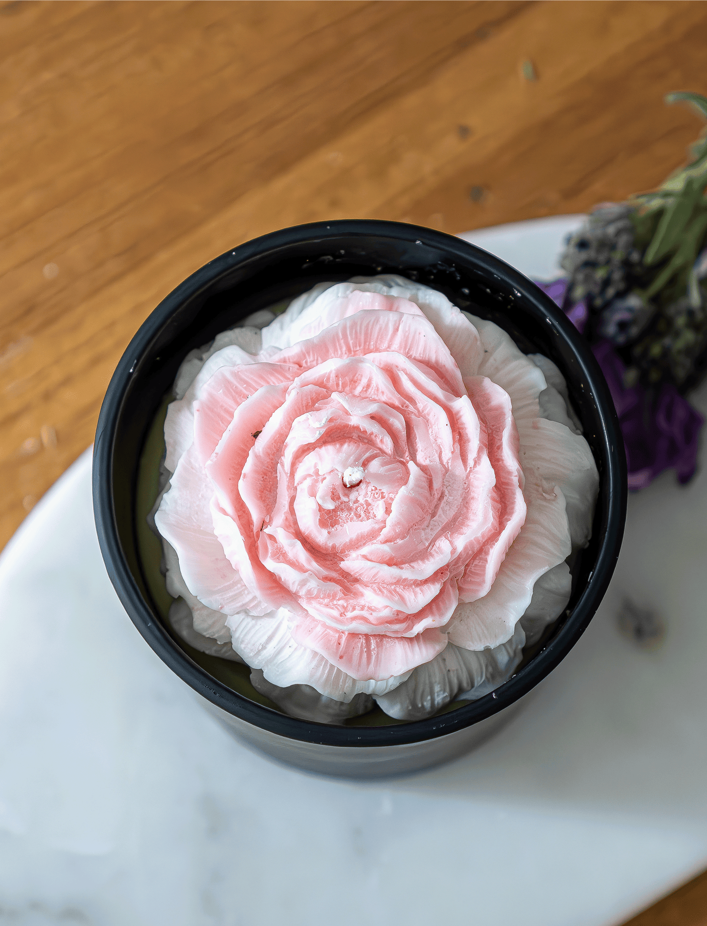 Bougie Fleur de Pivoine rose Parfum "Jardin floral"
