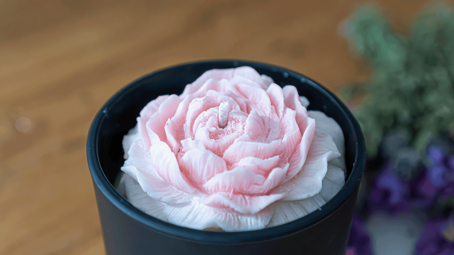 Bougie Fleur de Pivoine rose Parfum "Jardin floral"