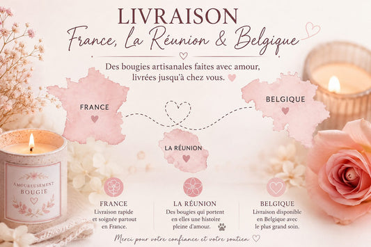 Livraison de bougies artisanales en Belgique et à La Réunion