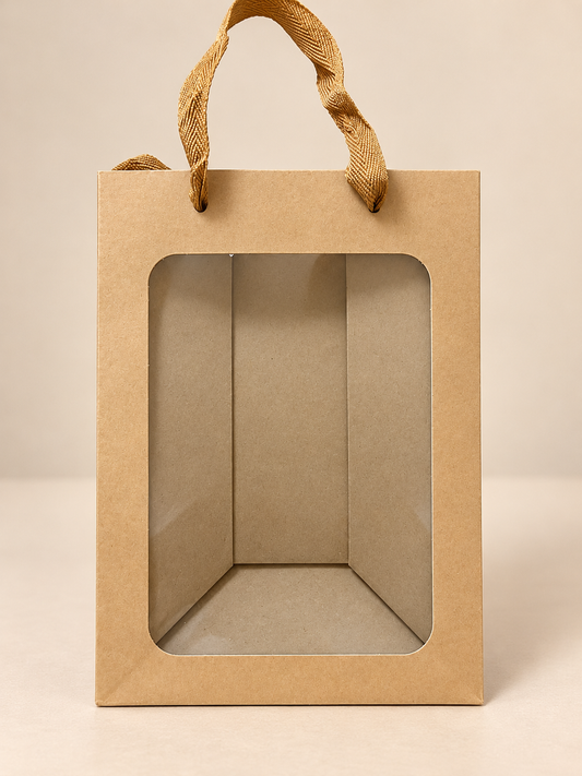 Sac cadeau kraft avec fenêtre transparente