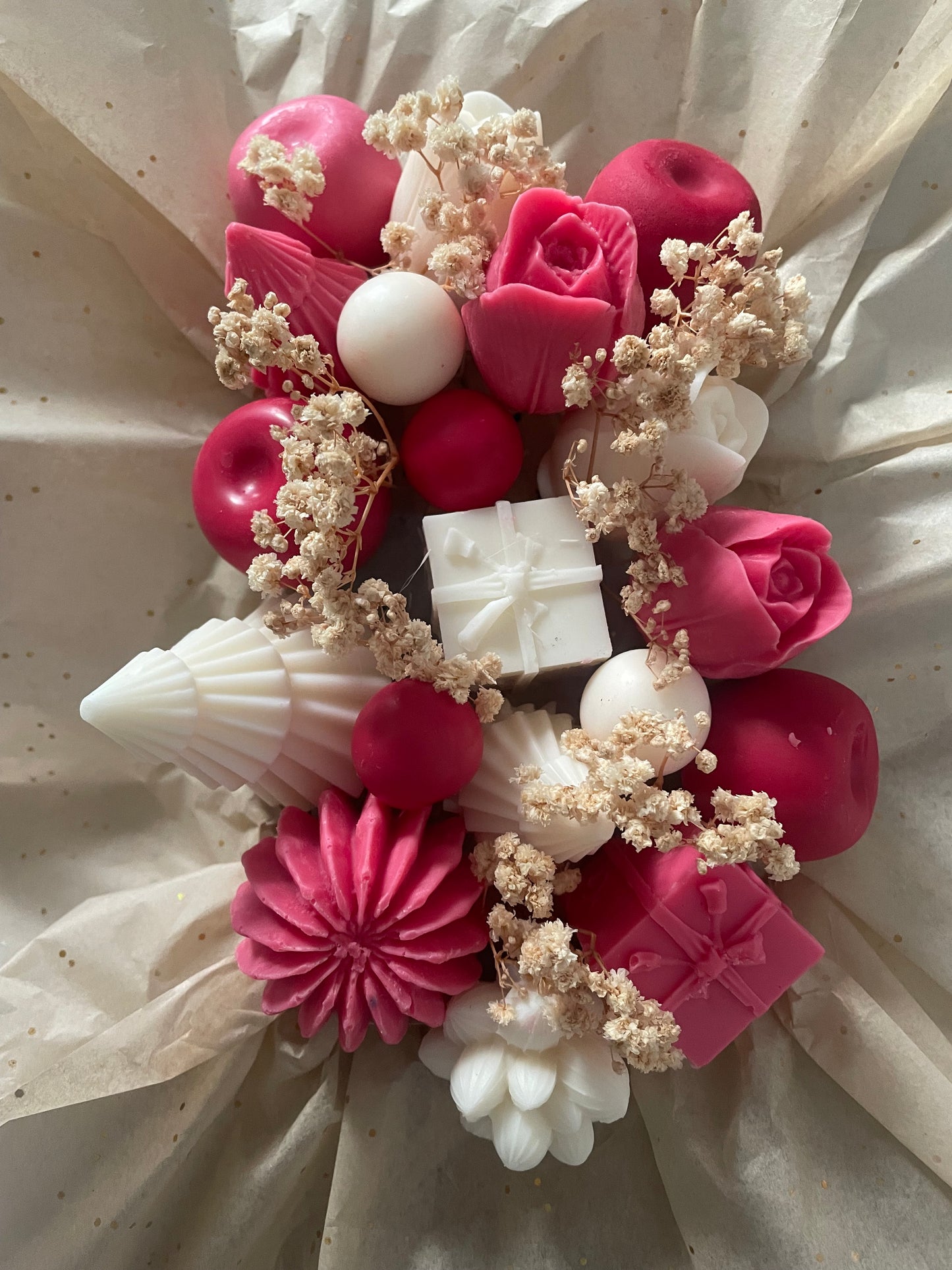 🎄 Ecrin en bois remplis de 11 à 13  fondants parfumés fleurs XL Parfum Musc