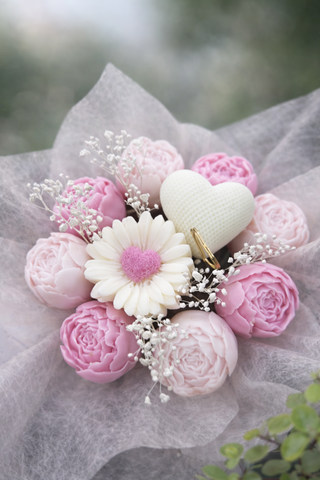 Bouquet de fondants parfumés Fête des Mères – 10 fondants en boîte ronde | Cadeau original