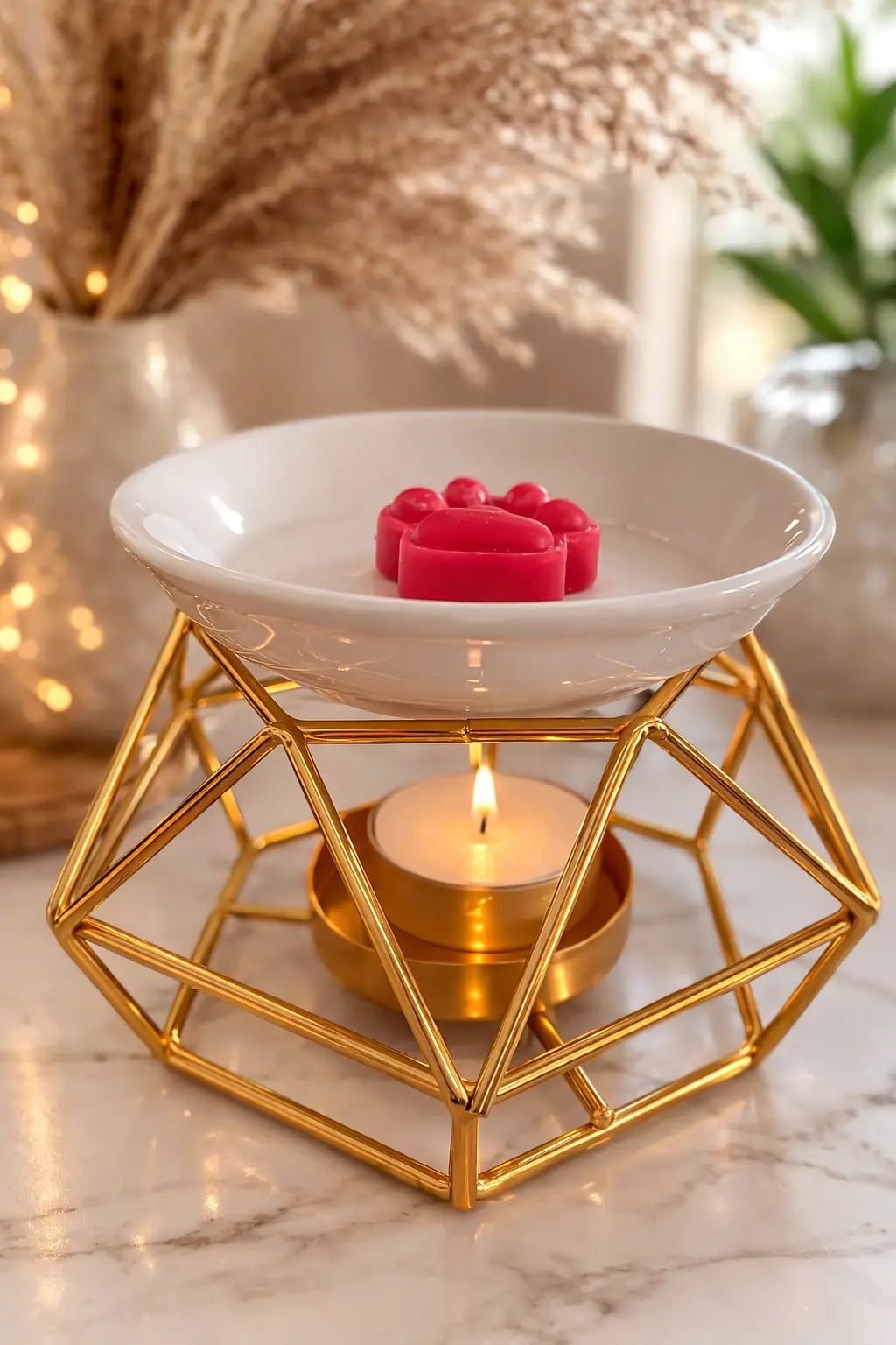 Brûle parfum en forme de nid d'oiseau et en métal Or Amoureusement bougie