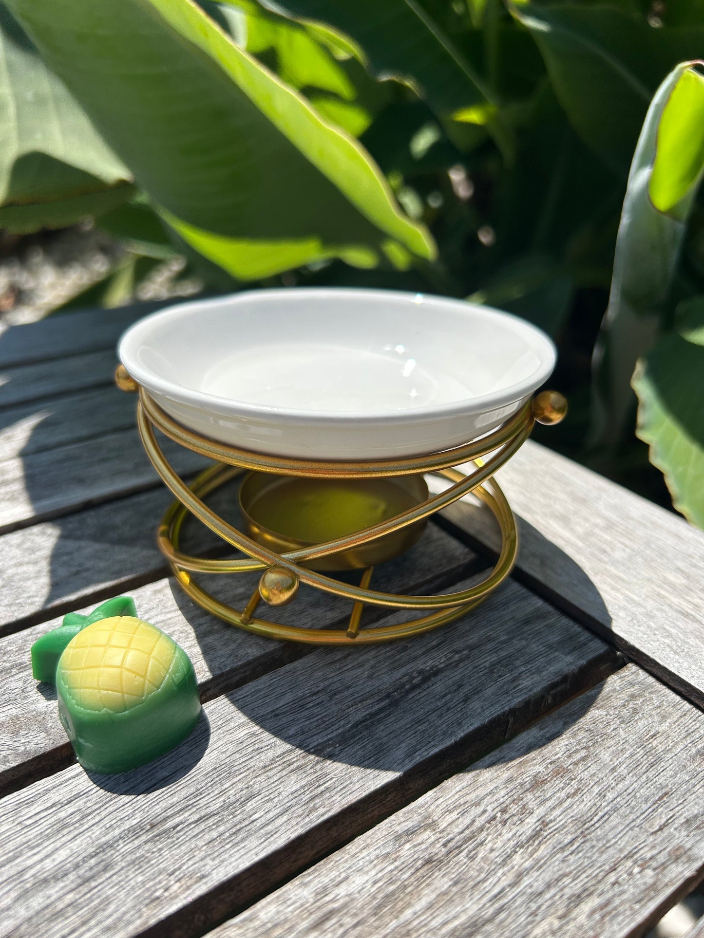 Brûle parfum en forme de nid d'oiseau et en métal Or Amoureusement bougie