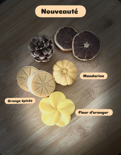 Fondants  " Parfum du sud " Lot de 4  Parfums " Fleur d'oranger, Orange épicé , Mandarine "