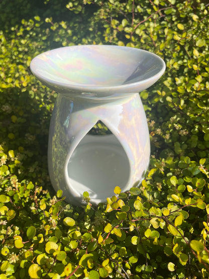 Brûle parfum en céramique blanc perle