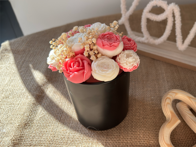 Bouquet bougie et fondants  "Fleur de coton"