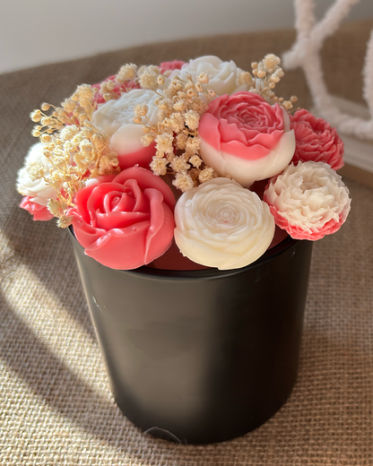 Bouquet bougie et fondants  "Fleur de coton"